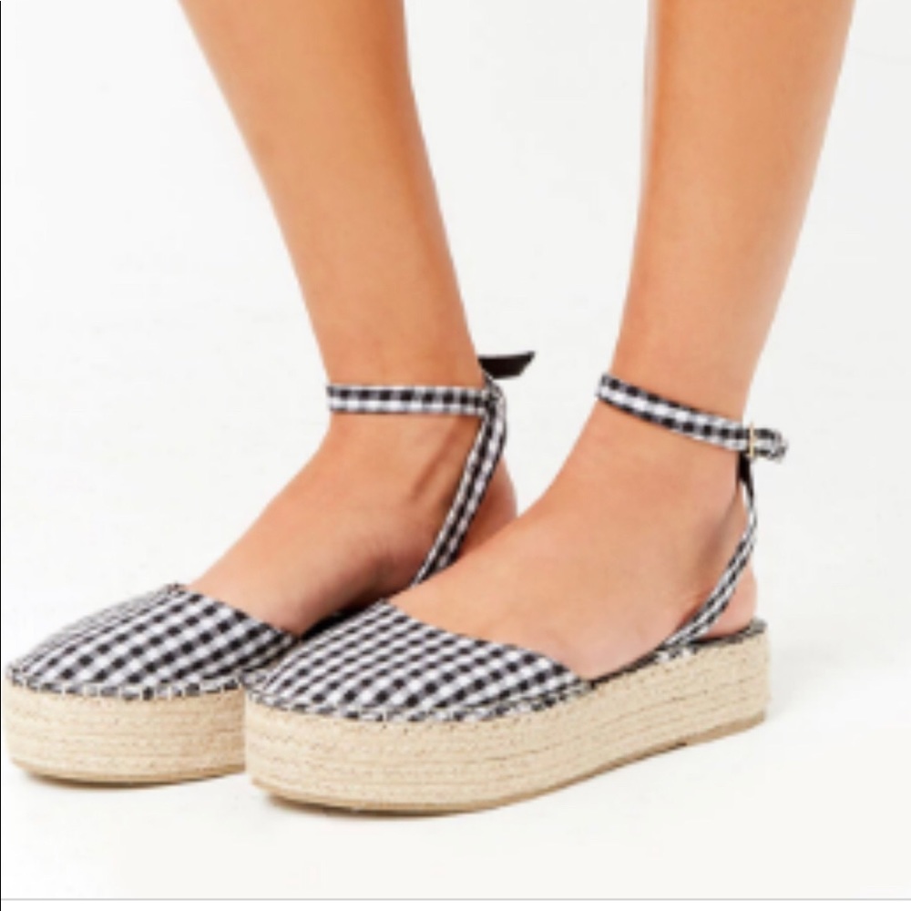NEW Gingham platform sandals Size 6.5 - Picture 1 of 8